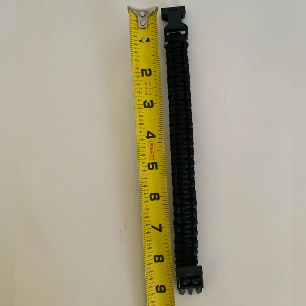 Black Paracord Sports Bracelet Braided Cord Boys Survival Rope Bracelet Stylish